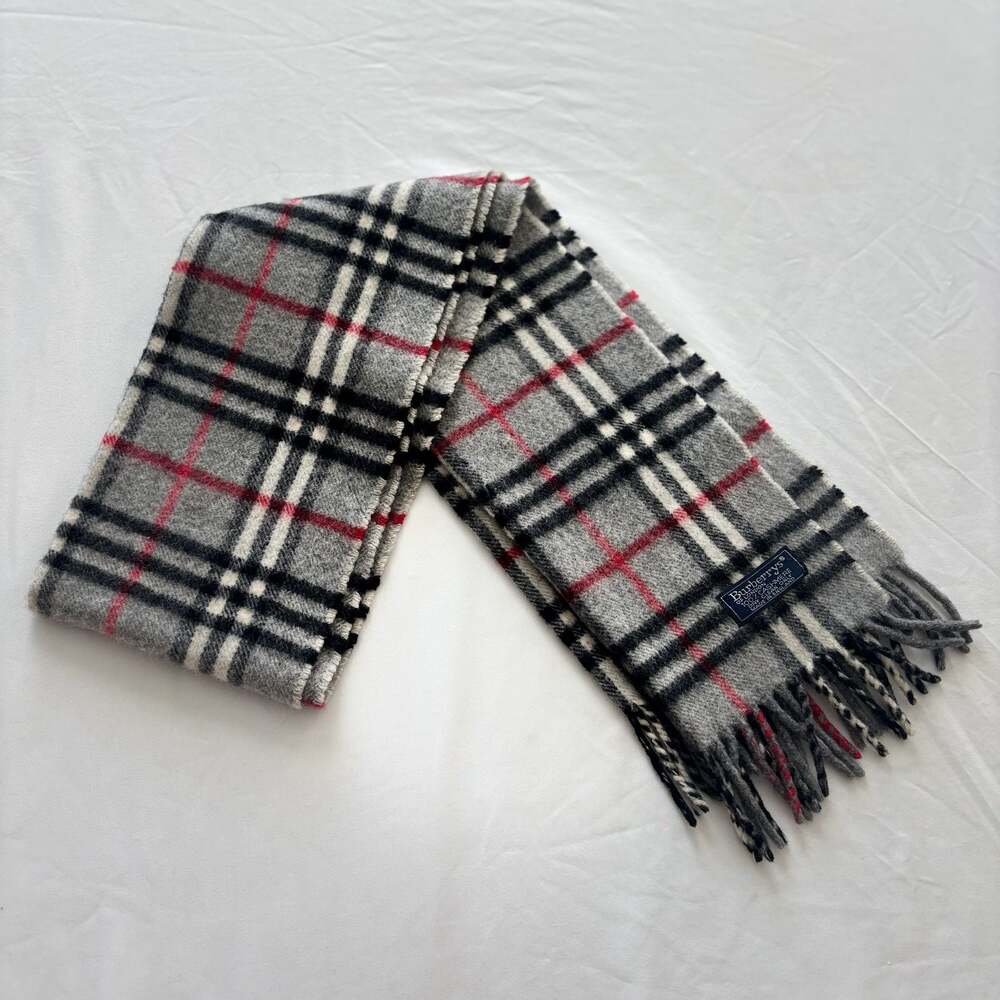 Vintage Burberrys of London 100% Cashmere Check Scarf Made in England
